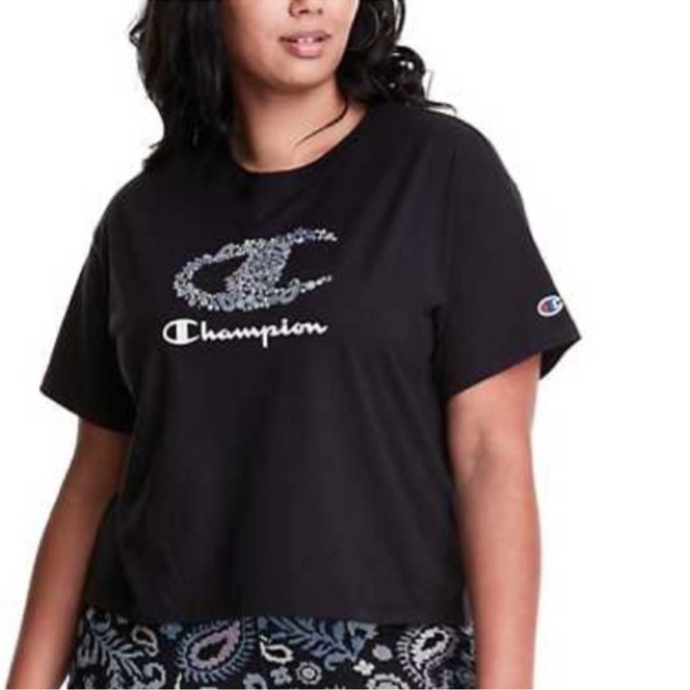 Champion Cropped Short Sleeve T-Shirt Black XXL